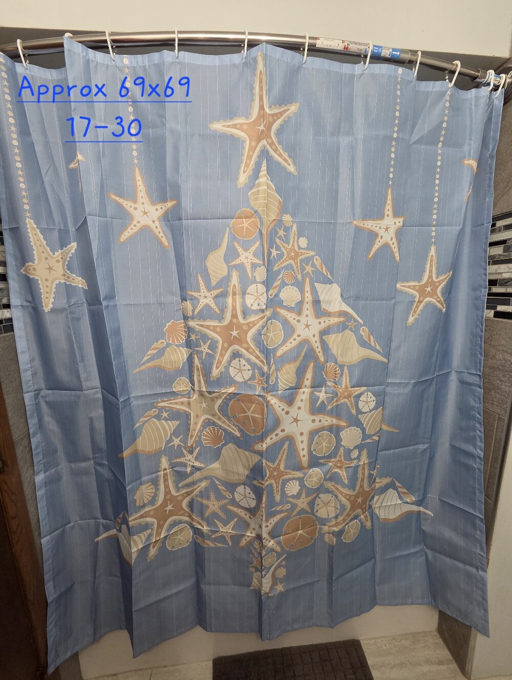 Nwot, Coastal Starfish Tree Shower Curtain - Blue